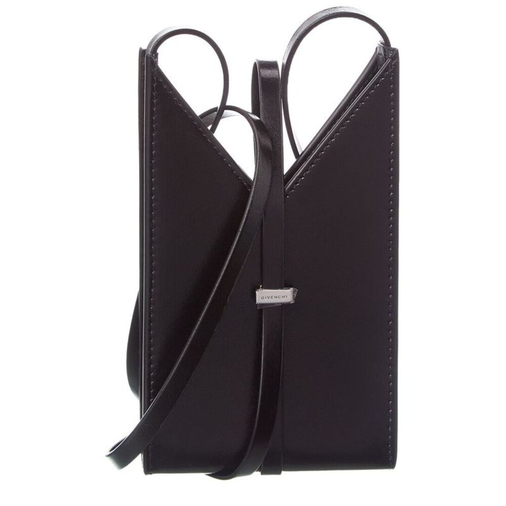 Givenchy Cut Out Leather Phone Pouch, Black